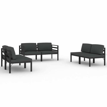 Vidaxl Vrtna sedežna garnitura 6-delna z blazinami aluminij antracit