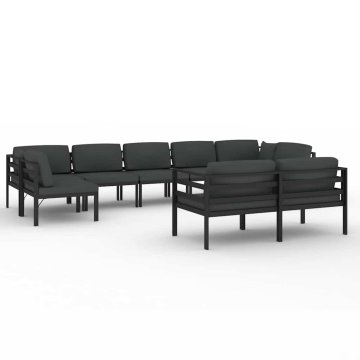 Vidaxl Vrtna sedežna garnitura 9-delna z blazinami aluminij antracit