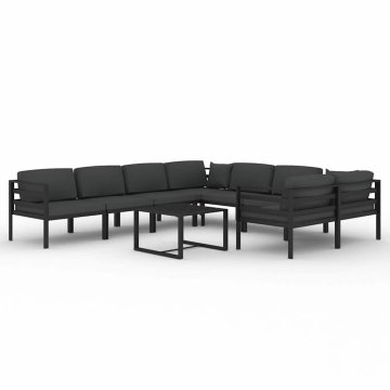 Vidaxl Vrtna sedežna garnitura 9-delna z blazinami aluminij antracit
