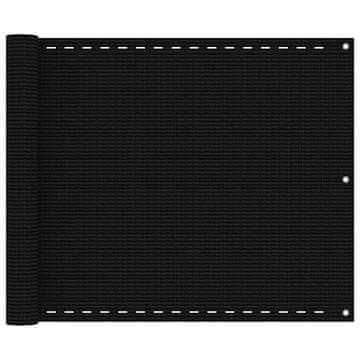 Vidaxl Balkonsko platno črno 75x400 cm HDPE
