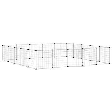 Vidaxl Ograda za hišne ljubljenčke z 20 paneli črna 175x175x35 cm jeklo