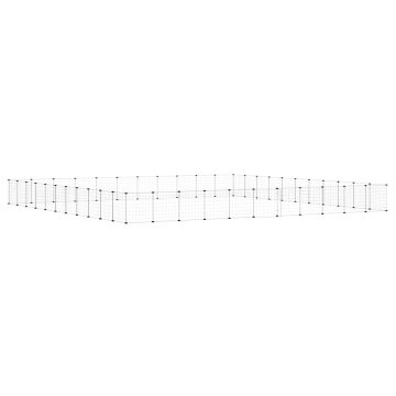 Vidaxl Ograda za hišne ljubljenčke s 44 paneli črna 385x385x35 cm jeklo