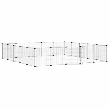 Vidaxl Ograda za hišne ljubljenčke z 20 paneli črna 175x175x35 cm jeklo