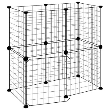 Vidaxl Ograda za hišne ljubljenčke z 12 paneli črna 70x35x70 cm jeklo