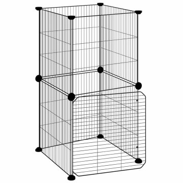 Vidaxl Ograda za hišne ljubljenčke z 8 paneli črna 35x35x70 cm jeklo
