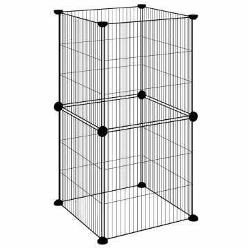 Vidaxl Ograda za hišne ljubljenčke z 8 paneli črna 35x35x70 cm jeklo