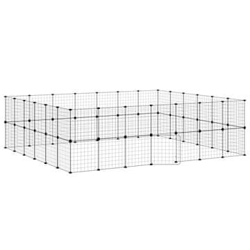 Vidaxl Ograda za hišne ljubljenčke z 52 paneli črna 245x210x70 cm jeklo