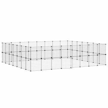 Vidaxl Ograda za hišne ljubljenčke s 60 paneli črna 280x245x70 cm jeklo
