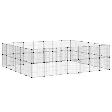 Vidaxl Ograda za hišne ljubljenčke z 52 paneli črna 245x210x70 cm jeklo