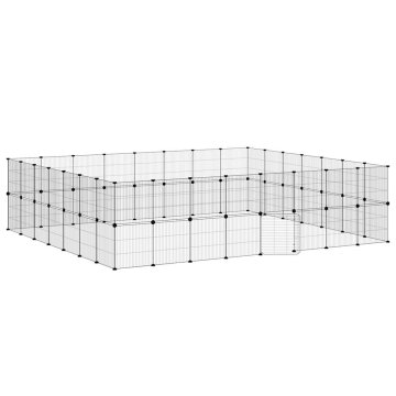 Vidaxl Ograda za hišne ljubljenčke s 60 paneli črna 280x245x70 cm jeklo