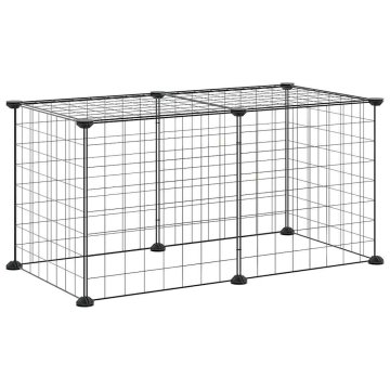 Vidaxl Ograda za hišne ljubljenčke z 8 paneli črna 70x35x35 cm jeklo
