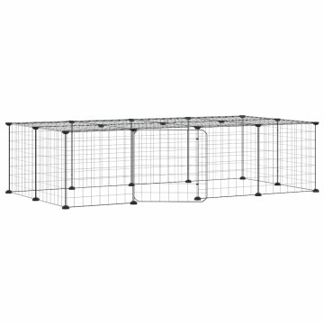 Vidaxl Ograda za hišne ljubljenčke z 20 paneli črna 140x70x35 cm jeklo