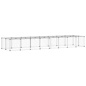 Vidaxl Ograda za hišne ljubljenčke s 36 paneli črna 280x70x35 cm jeklo