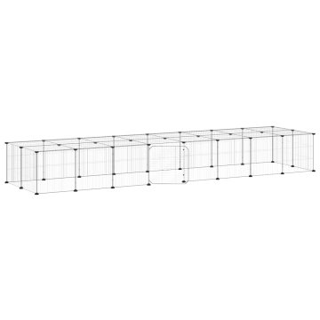 Vidaxl Ograda za hišne ljubljenčke s 36 paneli črna 280x70x35 cm jeklo