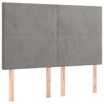 Vidaxl Vzglavje za postelje svetlo sivo 144x5x118/128 cm žamet