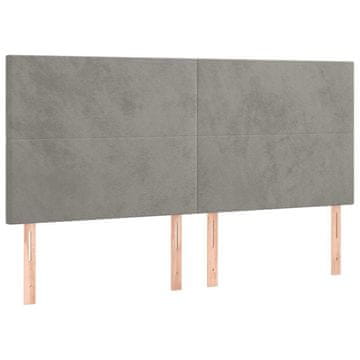 Vidaxl Vzglavje za posteljo svetlo sivo 180x5x118/128 cm žamet