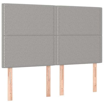 Vidaxl Vzglavje za posteljo svetlo sivo 144x5x118/128 cm blago