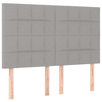 Vidaxl Vzglavje za posteljo svetlo sivo 144x5x118/128 cm blago