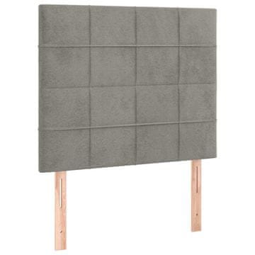 Vidaxl Vzglavje za postelje svetlo sivo 100x5x118/128 cm žametno