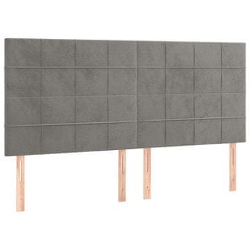 Vidaxl Vzglavje za posteljo svetlo sivo 180x5x118/128 cm žamet