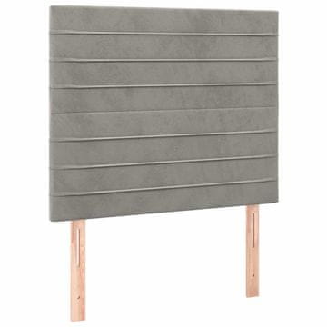 Vidaxl Vzglavje za postelje svetlo sivo 100x5x118/128 cm žametno