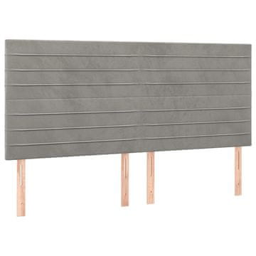 Vidaxl Vzglavje za posteljo svetlo sivo 180x5x118/128 cm žamet