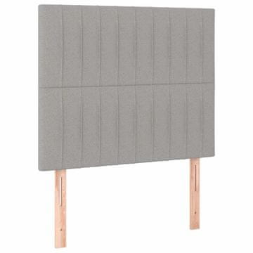 Vidaxl Vzglavje za posteljo svetlo sivo 80x5x118/128 cm blago