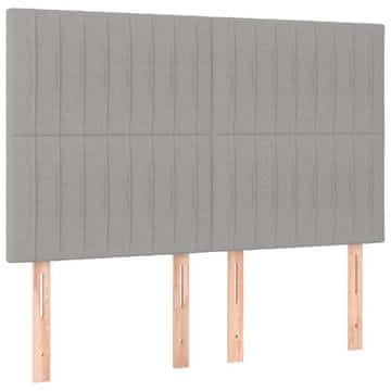 Vidaxl Vzglavje za posteljo svetlo sivo 144x5x118/128 cm blago