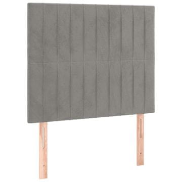 Vidaxl Vzglavje za postelje svetlo sivo 100x5x118/128 cm žametno