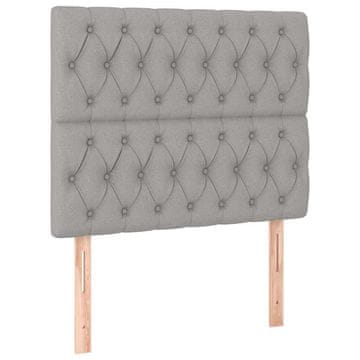 Vidaxl Vzglavje za posteljo svetlo sivo 90x7x118/128 cm blago
