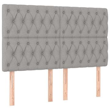 Vidaxl Vzglavje za posteljo svetlo sivo 144x7x118/128 cm blago