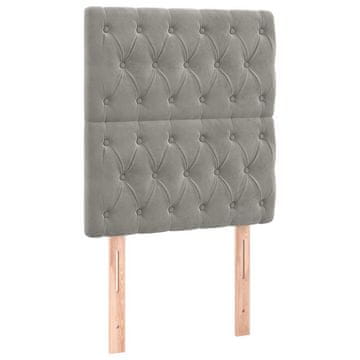 Vidaxl Vzglavje za postelje svetlo sivo 80x7x118/128 cm žametno