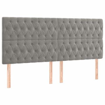 Vidaxl Vzglavje za postelje svetlo sivo 180x7x118/128 cm žamet