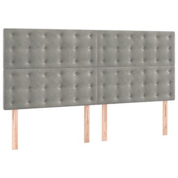 Vidaxl Vzglavje za postelje svetlo sivo 160x5x118/128 cm žamet