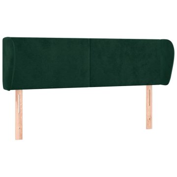 Vidaxl Vzglavje z ušesi temno zeleno 147x23x78/88 cm žamet