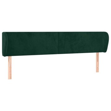 Vidaxl Vzglavje z ušesi temno zeleno 183x23x78/88 cm žamet