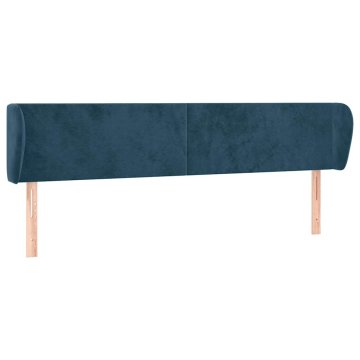 Vidaxl Vzglavje z ušesi temno modro 203x23x78/88 cm žamet