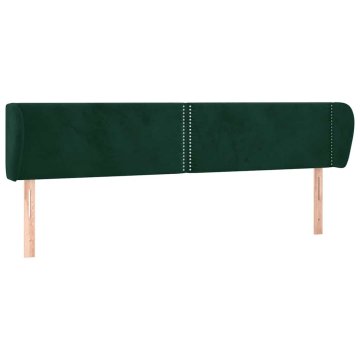 Vidaxl Vzglavje z ušesi temno zeleno 203x23x78/88 cm žamet