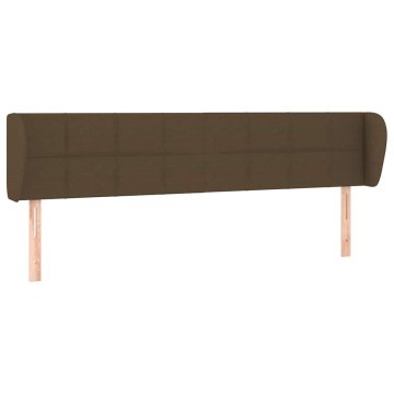 Vidaxl Vzglavje z ušesi temno rjavo 203x23x78/88 cm blago