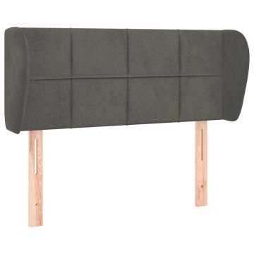Vidaxl Vzglavje z ušesi temno sivo 93x23x78/88 cm žamet