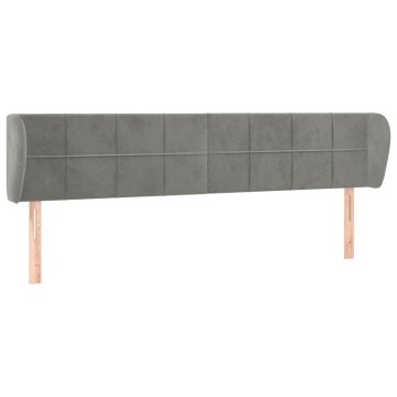 Vidaxl Vzglavje z ušesi svetlo sivo 203x23x78/88 cm žamet