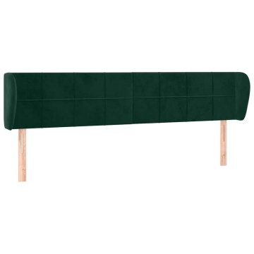 Vidaxl Vzglavje z ušesi temno zeleno 163x23x78/88 cm žamet