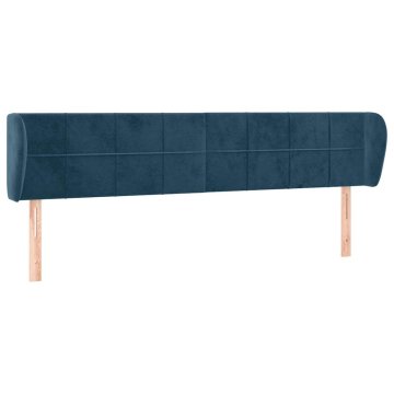 Vidaxl Vzglavje z ušesi temno modro 163x23x78/88 cm žamet