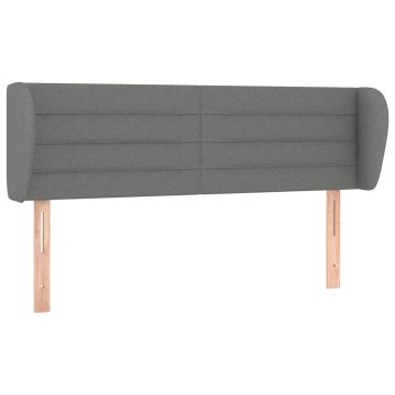 Vidaxl Vzglavje z ušesi temno sivo 147x23x78/88 cm blago