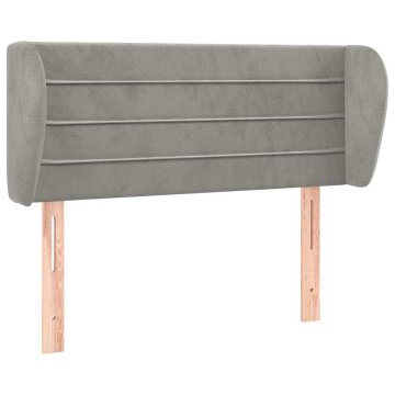 Vidaxl Vzglavje z ušesi svetlo sivo 83x23x78/88 cm žamet