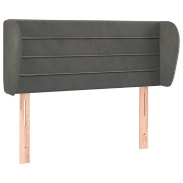 Vidaxl Vzglavje z ušesi temno sivo 83x23x78/88 cm žamet