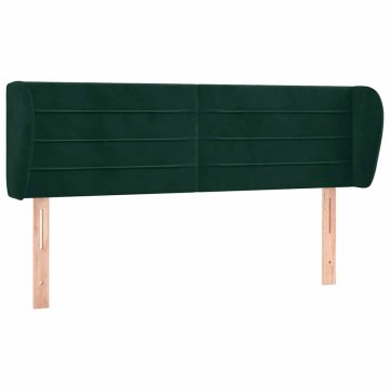 Vidaxl Vzglavje z ušesi temno zeleno 147x23x78/88 cm žamet