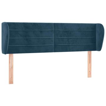 Vidaxl Vzglavje z ušesi temno modro 147x23x78/88 cm žamet