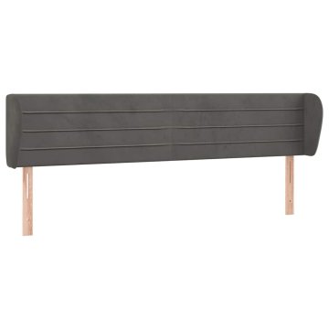 Vidaxl Vzglavje z ušesi temno sivo 163x23x78/88 cm žamet