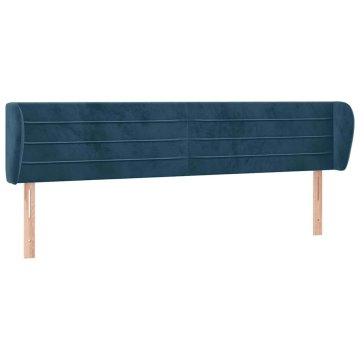 Vidaxl Vzglavje z ušesi temno modro 203x23x78/88 cm žamet